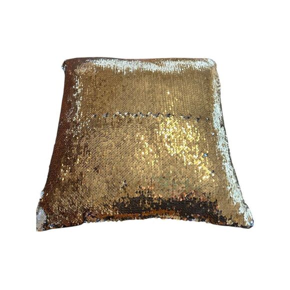 Gold Silver Black REVERSIBLE SEQUIN THROW PILLOWs Set Of 3 (1) 17” (2) 14” - Picture 4 of 5